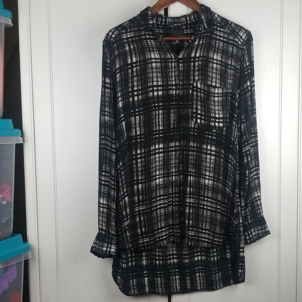 Wilfred Free button up tunic top blouse xs plaid
